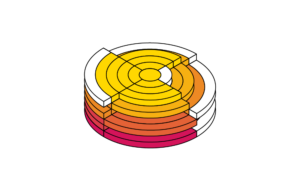 Stack of disc representing topics covered in an interview